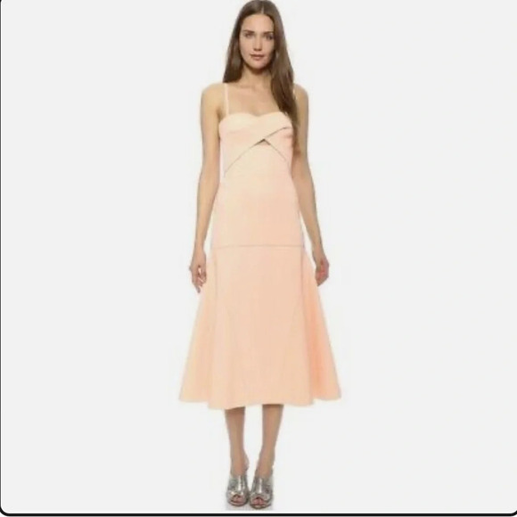 DION LEE Women's Single Knot Dress Dense Tech Jersey - Blush - Size US 8 - Picture 1 of 12